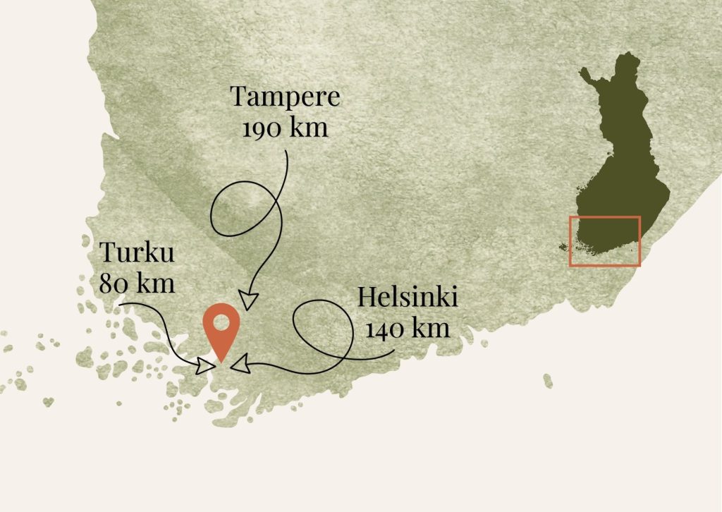 Mathildedal sijaitsee lähellä, lyhyen ajomatkan päässä Helsingistä, Turusta ja Tampreelta.